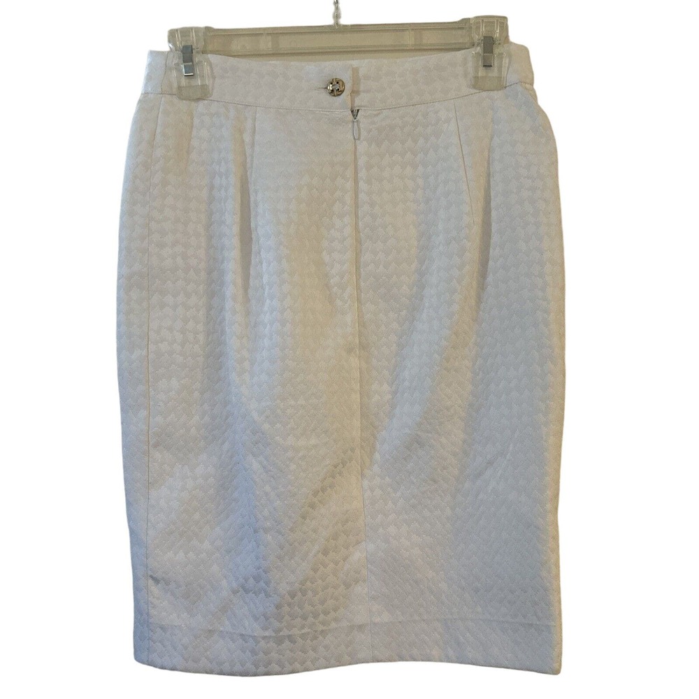 Luca Luca Womens Back Zip Knee Length Vintage Pencil Skirt White Cotton 42